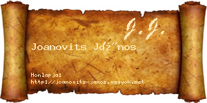 Joanovits János névjegykártya